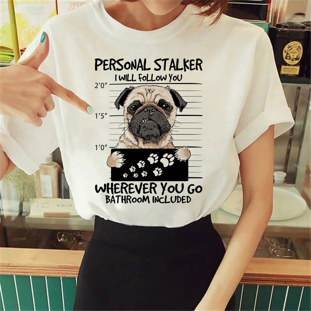 

pug t shirt women designer graphic manga tshirt girl anime y2k comic clothes
