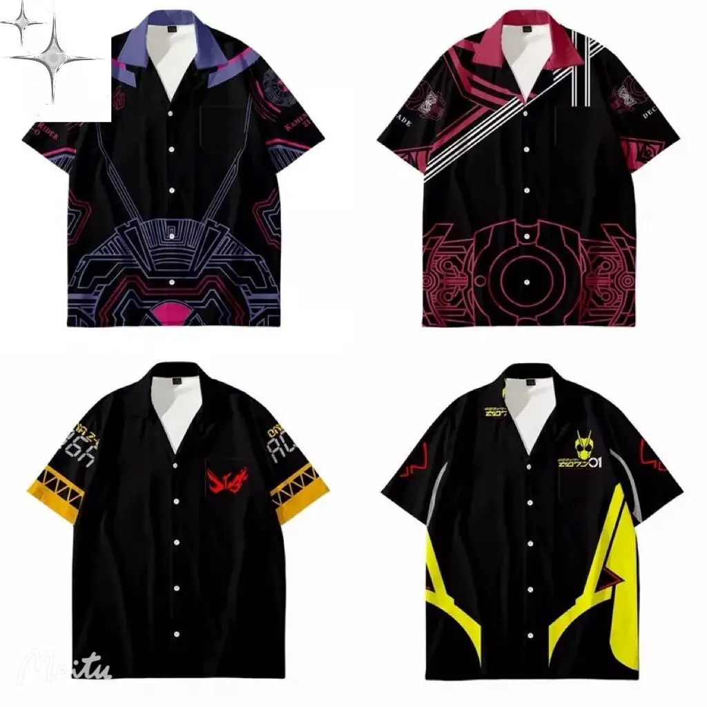 

Kamen Rider 3D Printing Unisex Shirt Women/Men Casual Summer Short Sleeve Cool Loose Button Streetwear Anime Overclothes 6XL