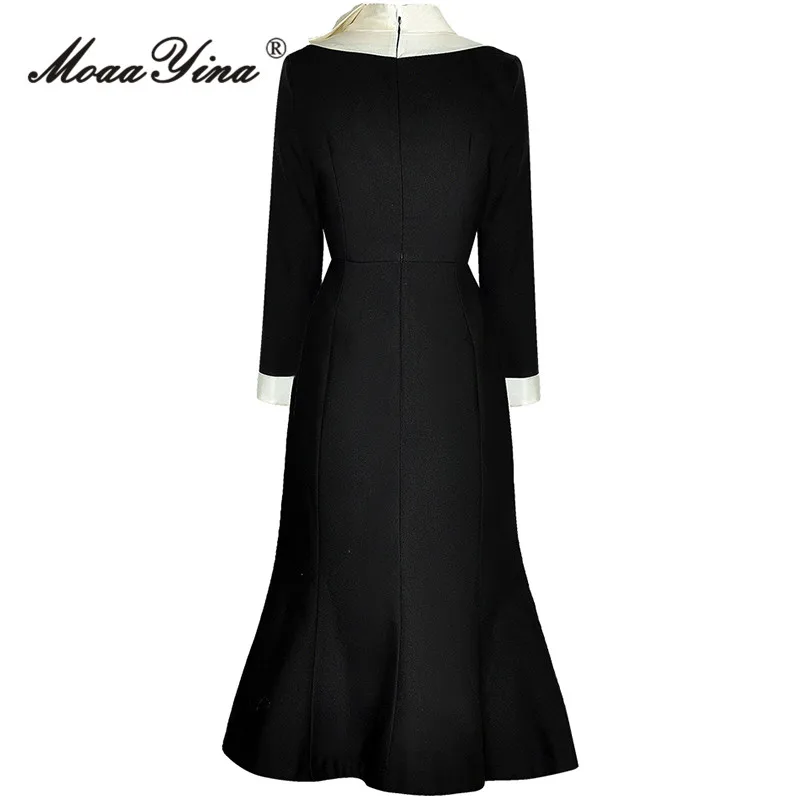 Женское винтажное платье-Русалка MoaaYina осеннее платье с высокой талией и