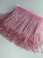 1 yard pink bead fringe trim ribbon tassel tape for dance decorhaute couture dressbags sewinggreen red gold black blue