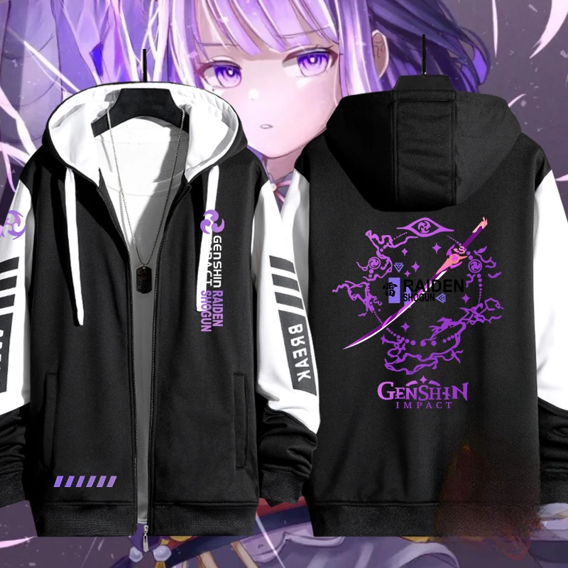 Anime Genshin Impact Beelzebul 3D Print Zip Up Hoodie Women/Men Harajuku Sweatshirt Raiden Shogun Cosplay Zipper Hooded Jacket