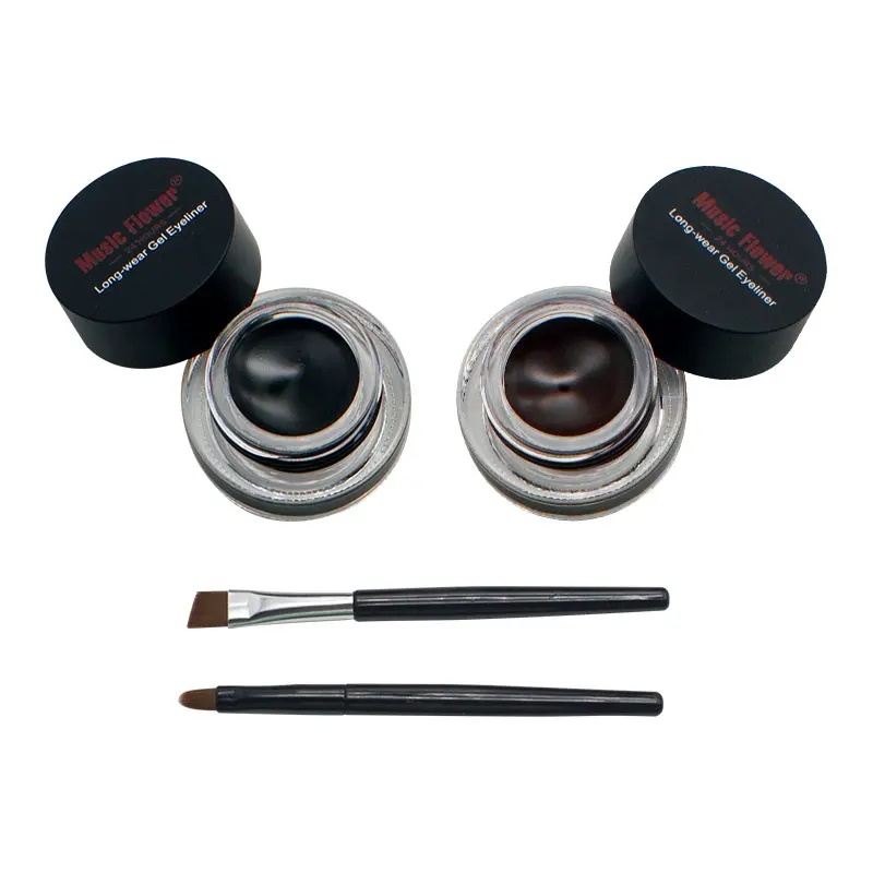 

Music Flower 2 in 1 Coffee + Black Gel Eyeliner Make Up Waterproof Cosmetics Set Eye Liner Makeup Eye maquiagem M1007