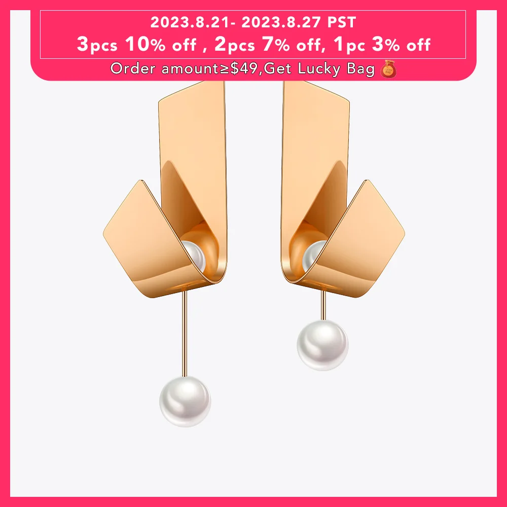 

ENFASHION Trending Products Pearl Drop Earings Fashion Jewelry For Women Stainless Steel Earrings Brincos Christmas EFJ181055