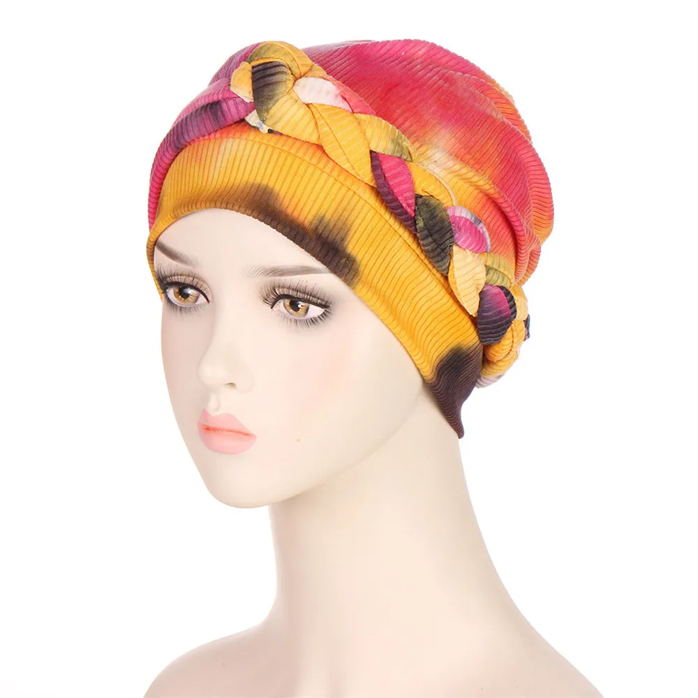 Braids Print Chemo Caps Women Indian Turban Underscarf Wrap Bonnet Beanies Cancer Hat Hair Loss Islamic Headscarf Headwear Cover images - 6