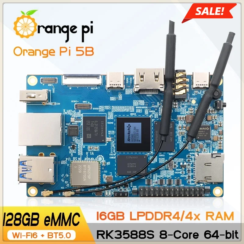 Orange Pi 5B 16 ГБ ОЗУ 128 EMMC 64-бит Rockchip RK3588S WIFI Bluetooth BLE 8K Видео Мини-ПК SBC 5 B Плата