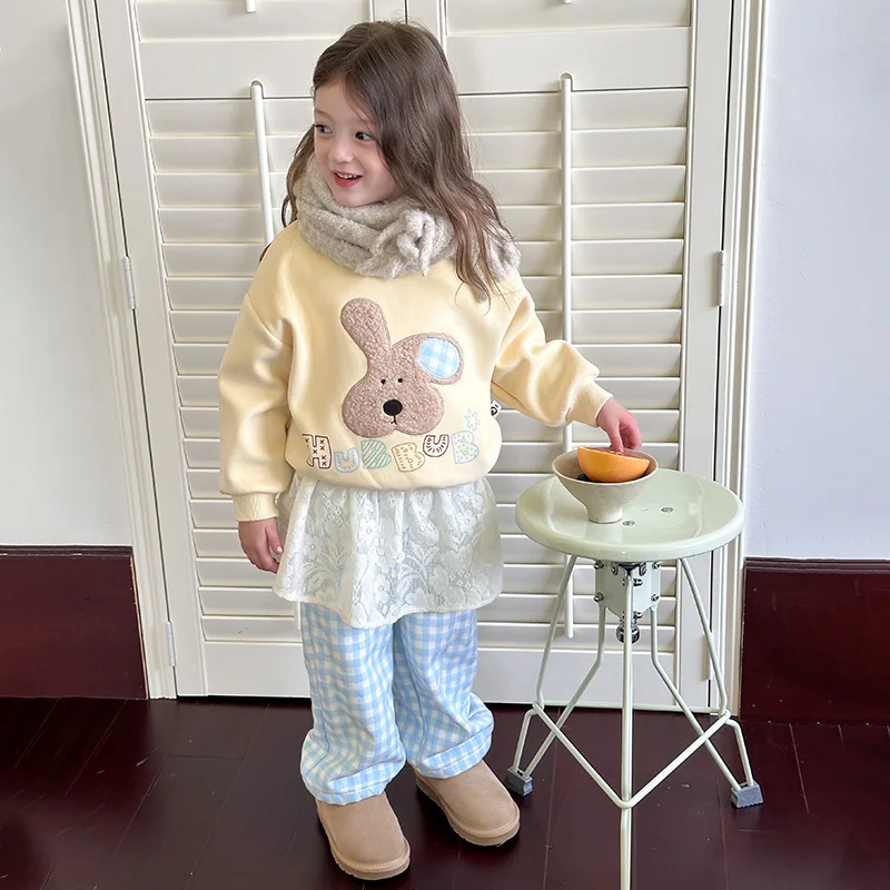 Комплекты для маленьких девочек плотные осенне-зимние толстовки милые