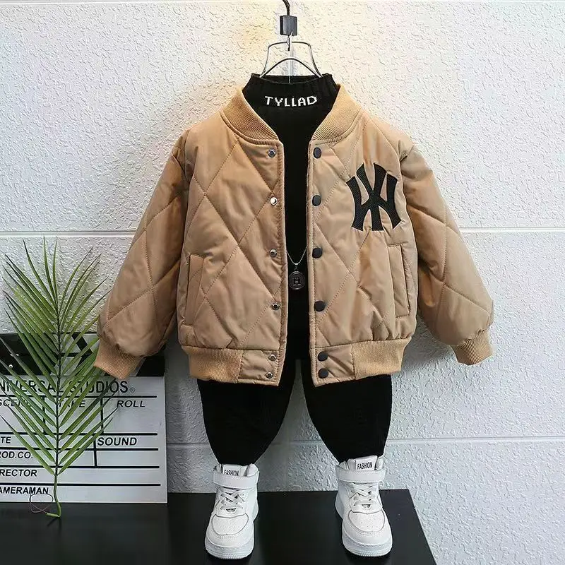 Kids Boys' cotton Jacket Autumn and Winter 2023 New Children's Thickened Baseball Suit Baby Cotton Clothes Children's  Clothing