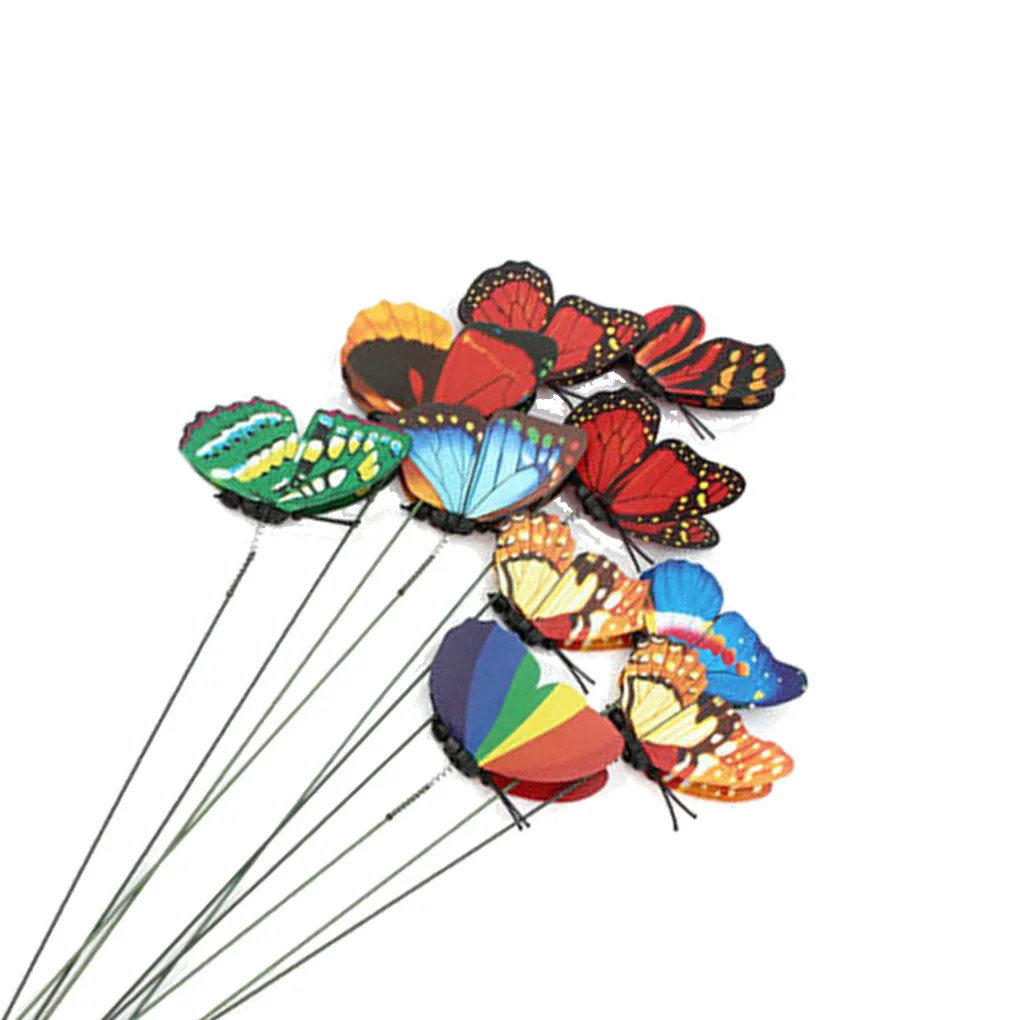 

10pcs Simulated Insect Shape Flower Arrangement Decoration Lifelike Flying Bug Ornament Insert Pole 7cm