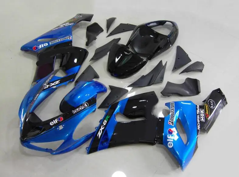 

Стильные новые комплекты обтекателей из АБС-пластика, подходят для Kawasaki Ninja ZX-6R ZX6R 636 2005 2006 05 06, комплект кузова Blue elf