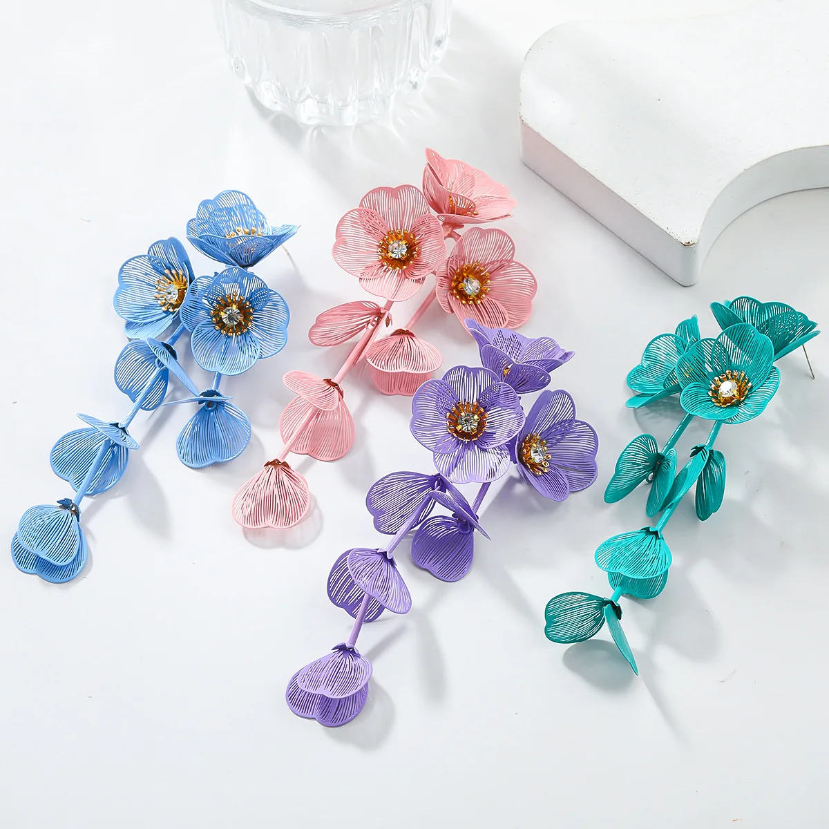 Богемные серьги ручной работы Vedawas с цветами из сплава элегантные винтажные