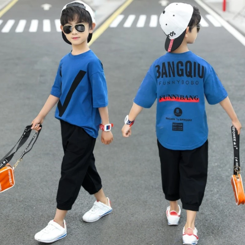 

2pcs Summer Boy Clothing Sets O-neck Tshirt+Pants Outfits Casual Kids Clothes Short Sleeve Baby Boy Clothes Suit Sports Wear