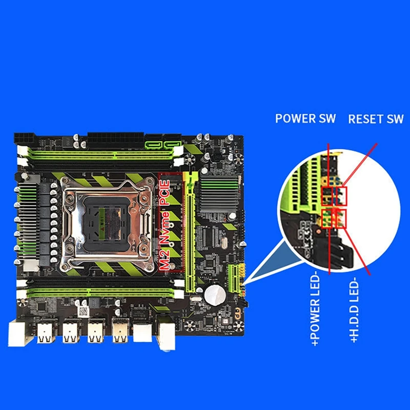 Материнская плата X79 X79G с кабелем коммутатора и SATA LGA 2011 M.2 DDR3 RECC RAM 8 USB SATA3.0 для