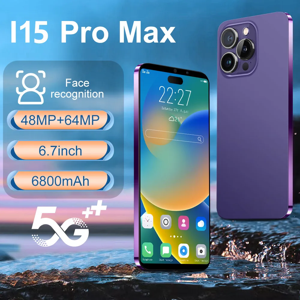 Brand New i15 Pro Max Smartphone 6.7 inch Full Screen Face ID 16GB+1TB Mobile Phones Global Version 4G 5G Cell Phone