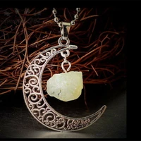 2021 bohemian quartz crystal pendant gemstone moon necklace party jewelry accessories for women wholesale
