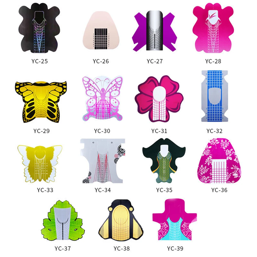 

100pcs French Nail Art Professional Extension UV Gel Nail Forms Sticker Tool Manicure Butterfly Accessorie Manicure Paper Holder