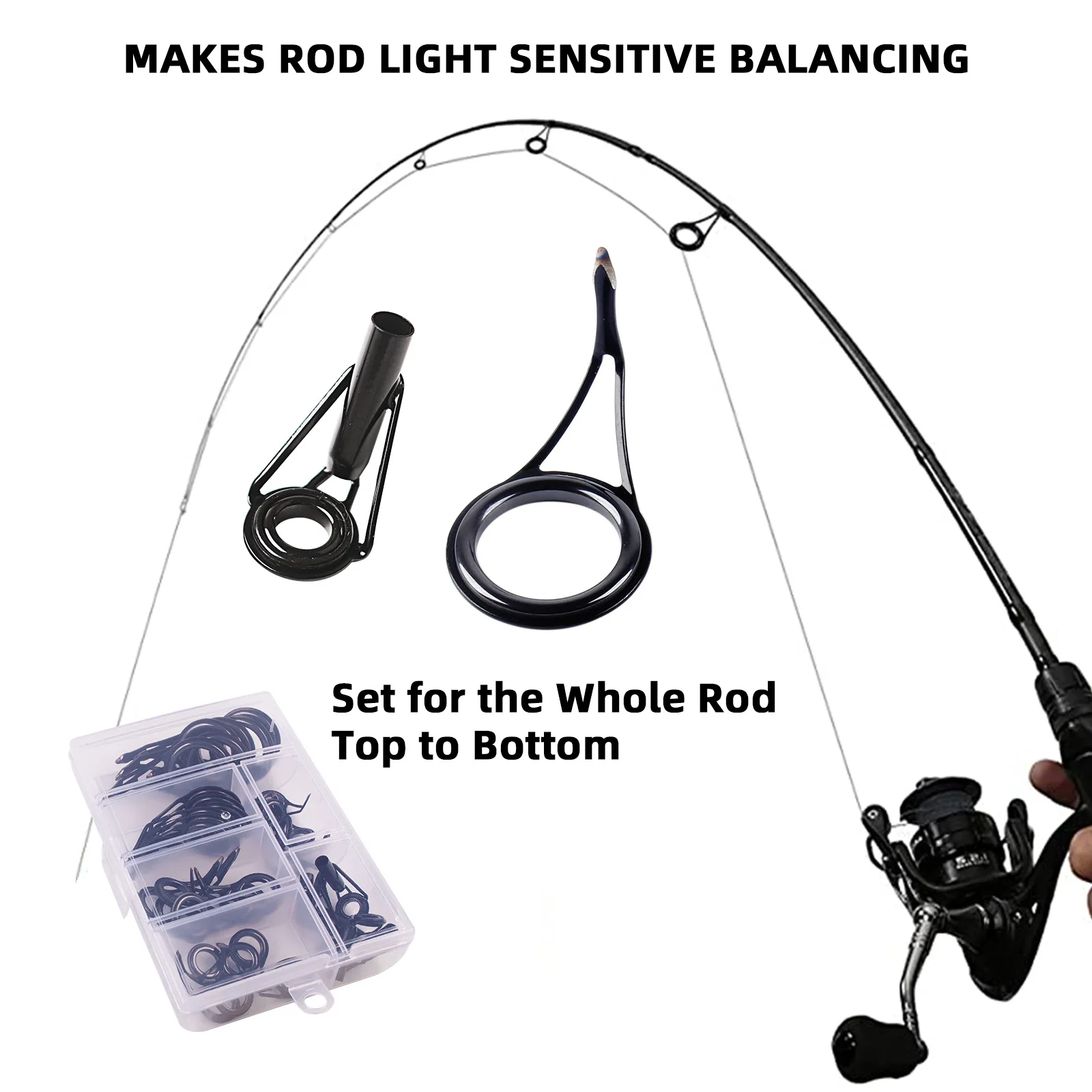 Черное Направляющее Кольцо С Одной Ножкой В Коробке 35 Шт. Для Выравнивания Лески