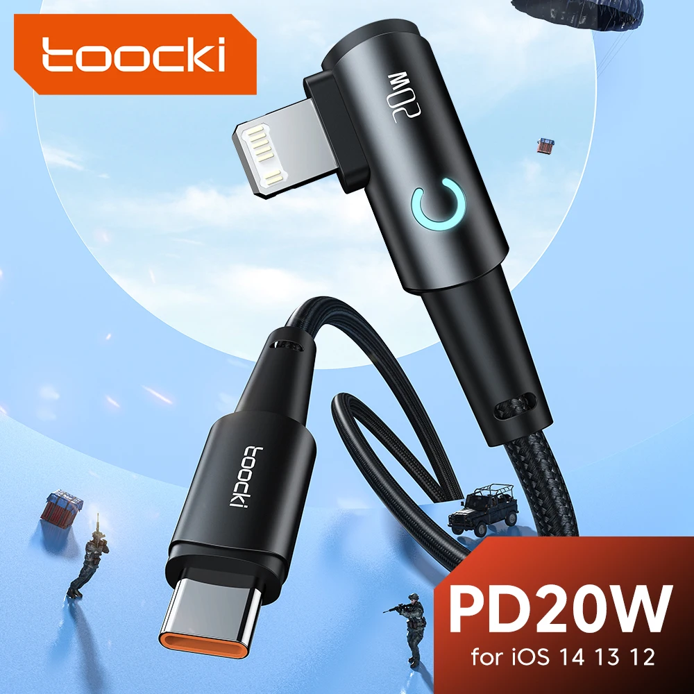 

Toocki PD 20W USB C Cable for iPhone 14 13 12 11 Pro Max Xs 2.4A Fast Charger Lightning Data Wire for iPad