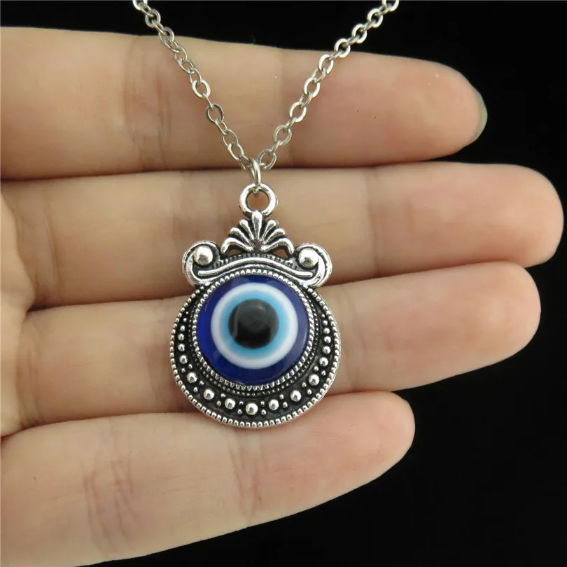 

Vintage Lucky Turkey Blue Evil Eye Pendant Chain Necklaces for Women Collares Female Gift Jewelry with Delicate Box