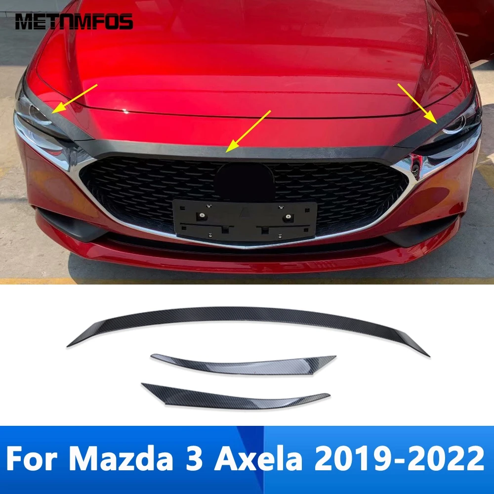 

Передняя крышка капота двигателя из углеродного волокна для Mazda 3 M3 Axela Sedan 2019-2021 2022, верхняя решетка гриля, Крышка отделки, стикеры, аксессуары