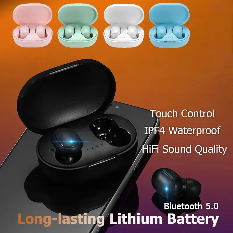

A6S TWS Wireless Bluetooth Headset Wireless Earphone Sport Call Music Earbuds Headset with Mic for Smartphones