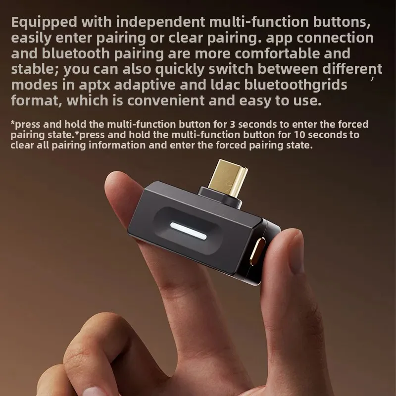 Фото Bluetooth-передатчик FiiO Air Link LDAC AptX Lossless QCC5181 BT6.0 USB-C HiFi аудиоадаптер с RGB-подсветкой №3