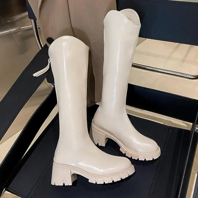 

Женские мотоциклетные ботинки на платформе, повседневные ботинки на массивном каблуке, Осень-зима 2023