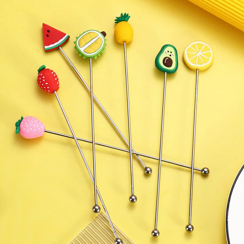 

Stainless Steel Cocktail Sticks Wine Glass Bar Swizzle Mixing Sticks Reusable Juice Chocolate Drink Picks Mixing Muddler Spoon