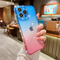 glitter diamond lens protective cover for iphone 13 pro max 12 11 pro xr x xs max 7 8 plus se 2020 soft tpu clear gradient cover