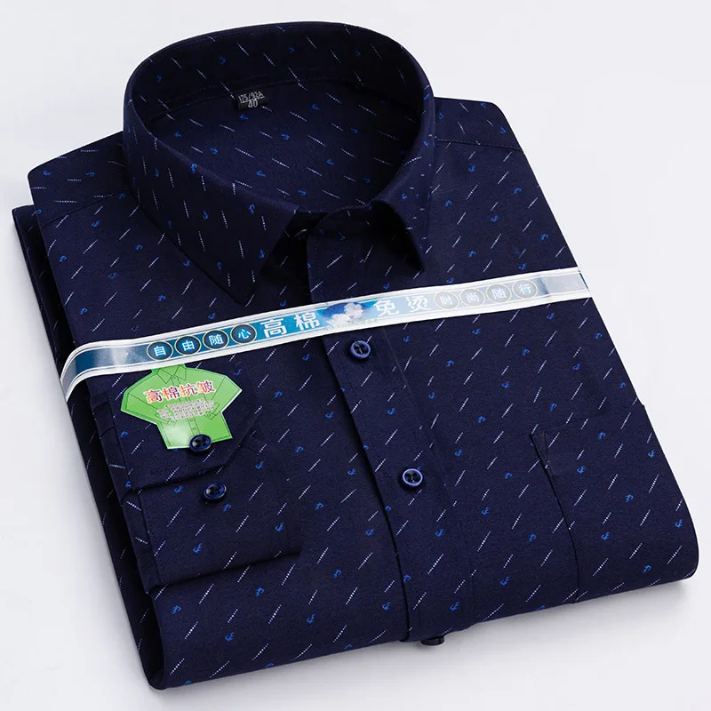 Social Shirts 65% Cotton +35% Polyester Casual Shirts for Men Fashion Mens Long Sleeve Print Shirt Pure Color Slim Fit Shirt Men
