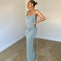 summer dress women 2022 satin sleeveless backless bodycon maxi dress y2k clothes sexy womens dresses beach outfits for sundress