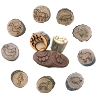 animal tracks stamps 9 pcs wooden handmade crafts unique kids toy kit vivid animals pattern mold creative animal stamps to