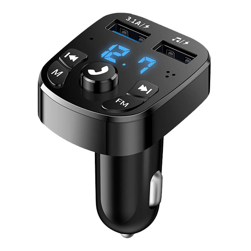 Car Hands-free Bluetooth-compaitable 5.0 FM Transmitter Car Kit MP3 Modulator Player Handsfree Audio Receiver 2 USB Fast Charger