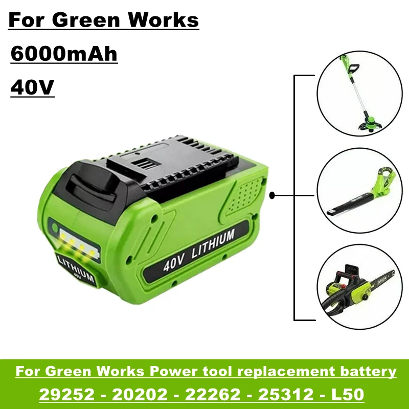

40V 6000Mah Oplaadbare Vervangende Batterij Voor Creabest 200W Greenworks G-MAX Gmax 29462 29472 22272 29717 lifepo4
