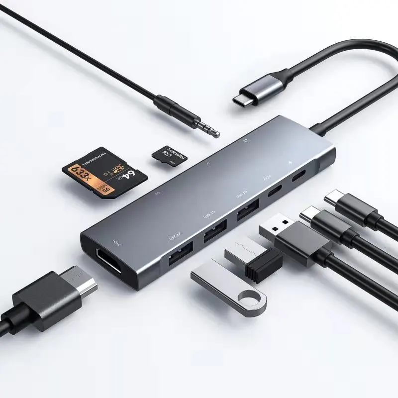 9 в 1 usb-концентратор адаптер типа C с HDMI кардридером для MicroSD/SD-карт MacBook Pro/MacBook