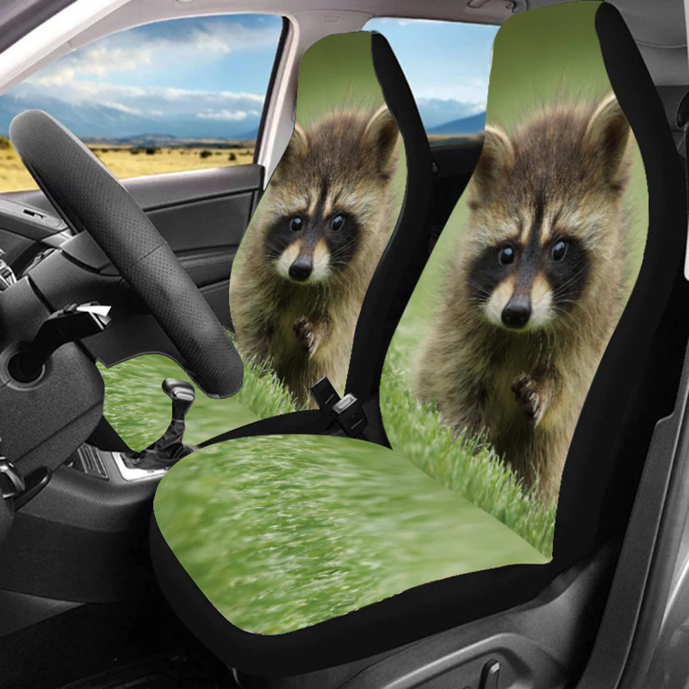 

AIMAAOCute raccoon car universal seat cover front seat men's and women's seat cover, suitable for most cars