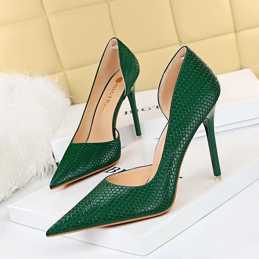 

Women Shoes Fashion Pumps Thin High Heels Leather Loafers Luxury Mules Leather Slip on Office Pointed Toe Ladies Shoes
