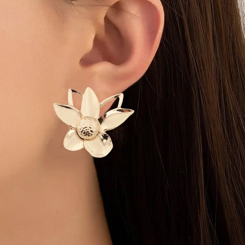 Женские металлические серьги boucle d'oreille необычные с ажурными ушками в стиле