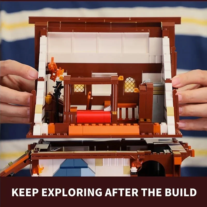 Средневековый замок модульные здания MOC FunWhole F9015 модель архитектуры