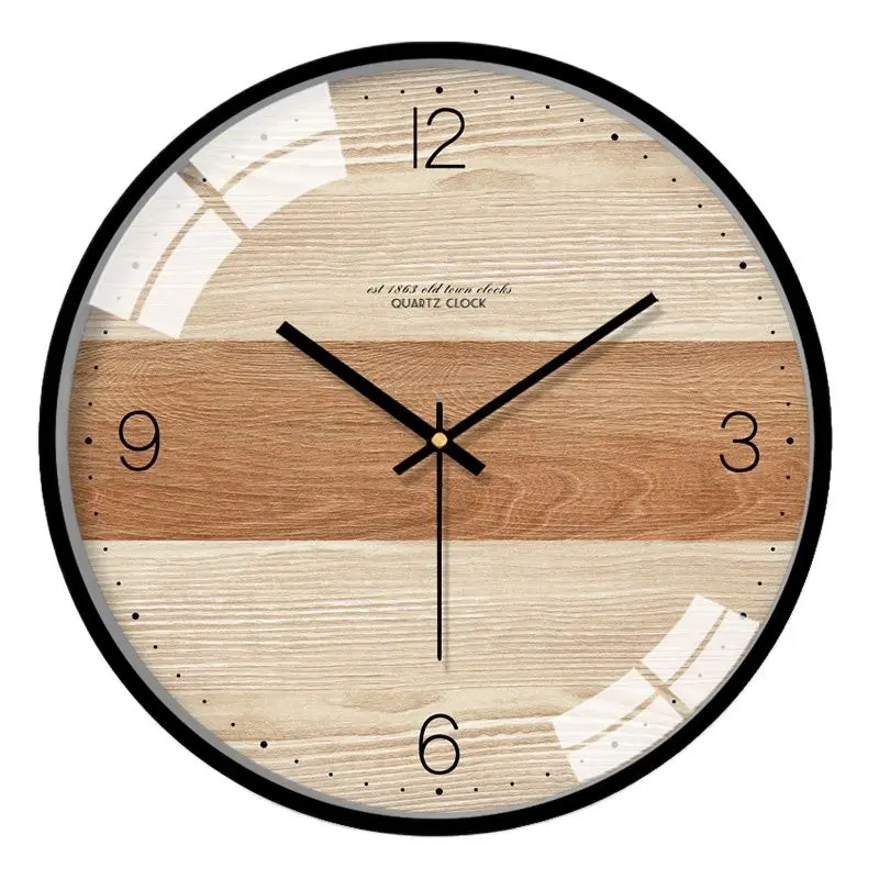 Reloj de pared grande de grano de madera, creativo, silencioso, moderno, para...