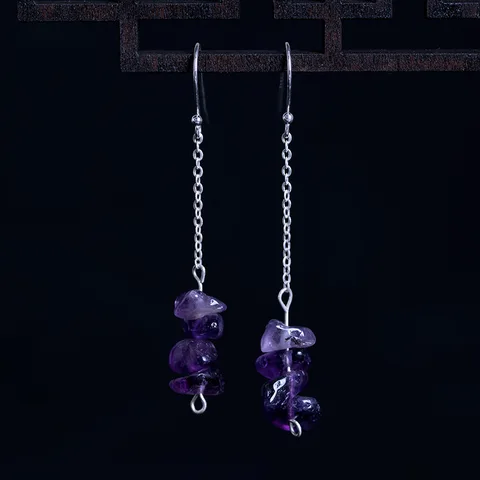 Серьги-подвески с флюоритом QYL