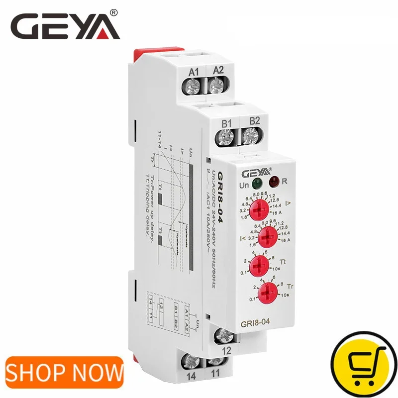 

GEYA GRI8-03/04 реле защиты от перегрузки по току 0,05 A 1A 2A 5A 8A 16A устройство мониторинга тока AC/Φ