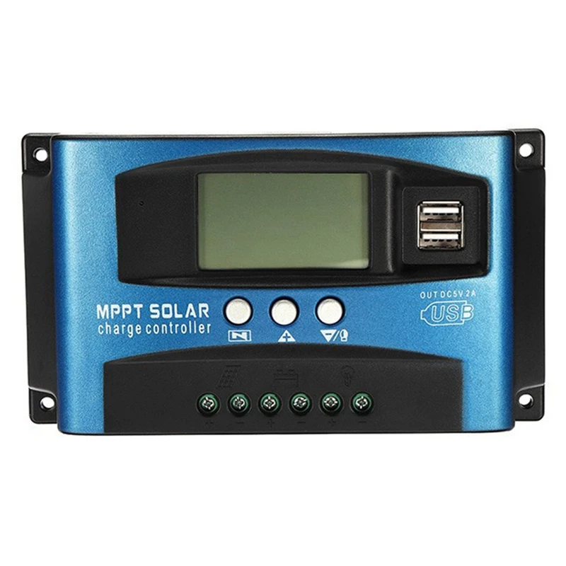 

100A MPPT Solar Charge Controller Dual USB LCD Display 12V 24V Auto Solar Cell Panel Charger Regulator With Load