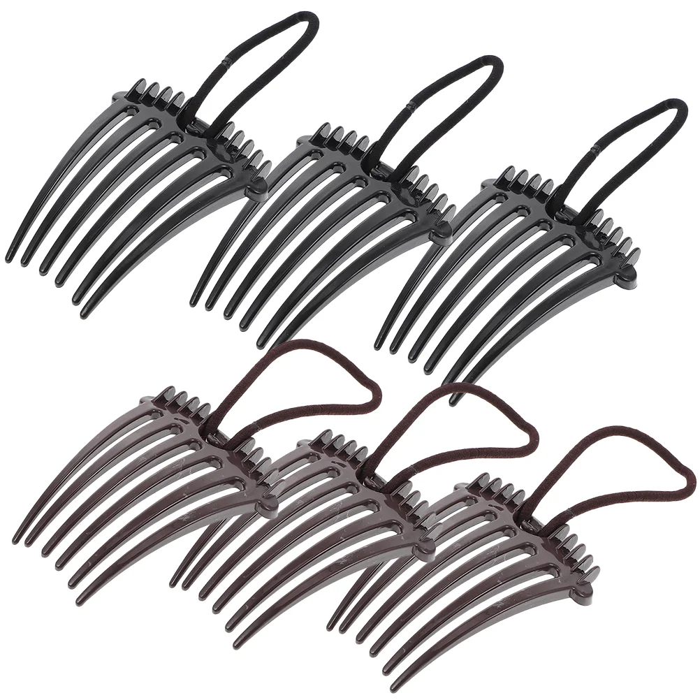 

6 Pcs Women Hair Comb Bump Barrettes Band Elastic Small Side Combs Clip Volume Fluffy