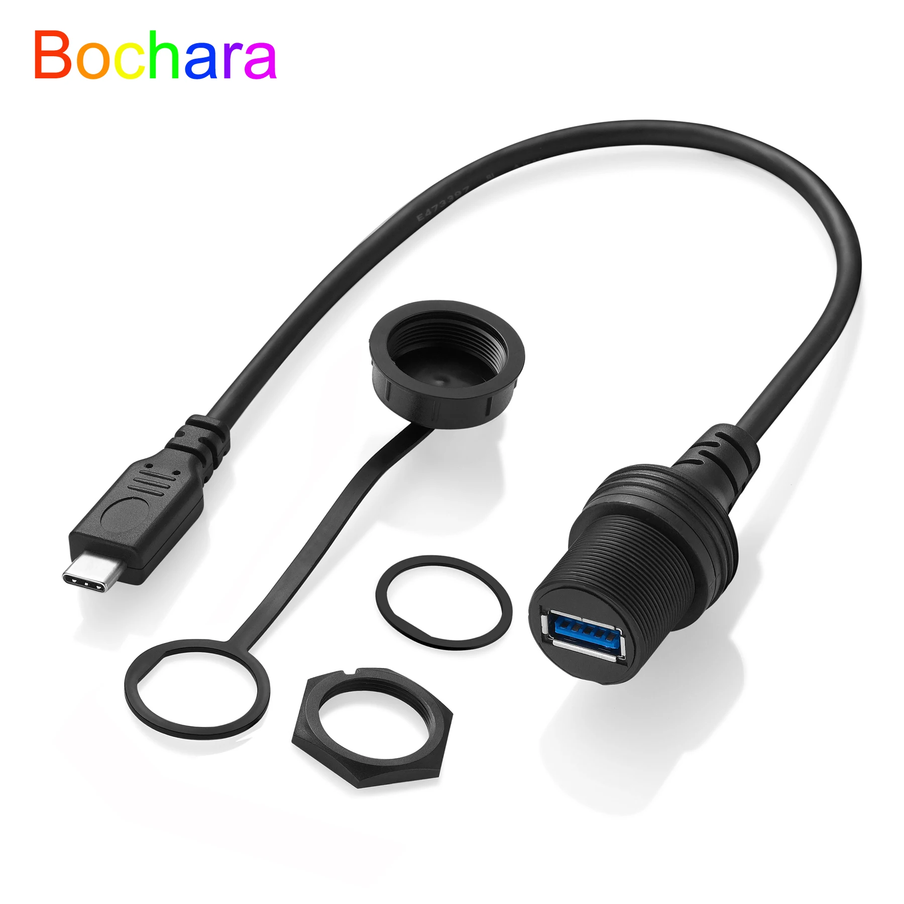 Кабель Bochara для приборной панели OTG Type C 3.0 Type C 2,0 штекер на USB 3,0 USB 2,0 гнездовой водонепроницаемый экранированный для автомобиля мотоцикла лодки