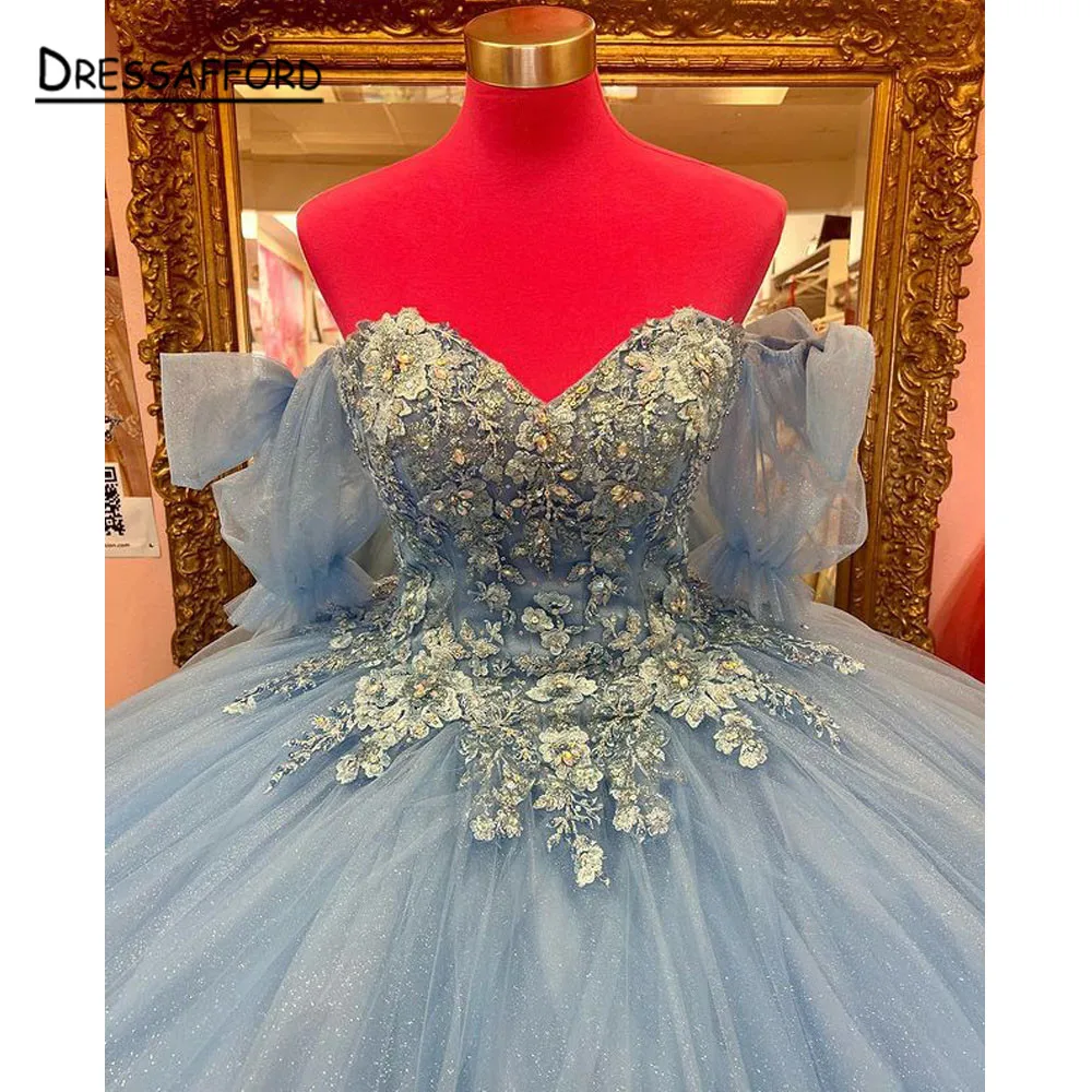 Женское платье с блестками и цветами голубое вечернее принцессы 16 15 лет 2022