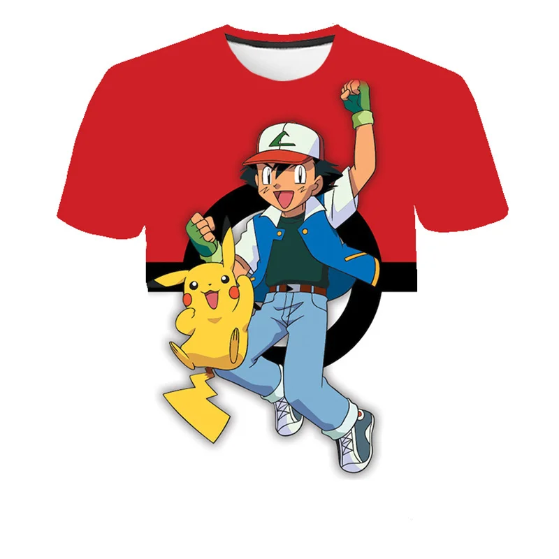 

2022 Summer Boys Pikachu Anime Print 3D T Shirt Kids Tee Shirts For Kids Cartoon Graphic 3-14 Years Kids Clothes Tops Clothing