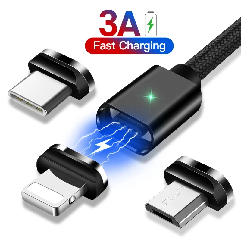 Essager Magnetic Cable Fast Charging Data Wire Cord Magnet Charger USB Type-C 3m Phone Cable Micro USB For iPhone 12 Xiaomi mi