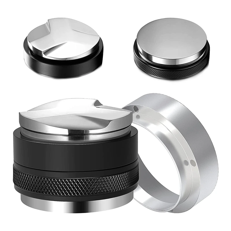 

Набор для дозирования кофе с воронкой 58 мм и воронкой 58 мм, регулируемая Воронка для выравнивания кофе с двойной головкой подходит для порто...