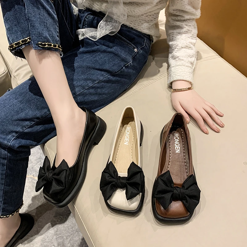 

British Style Small PU Leather Shoes Women Summer Retro Single Shoes Peas Shoes Mary Jane Shoes Spring/Autumn Square Toe Shoes