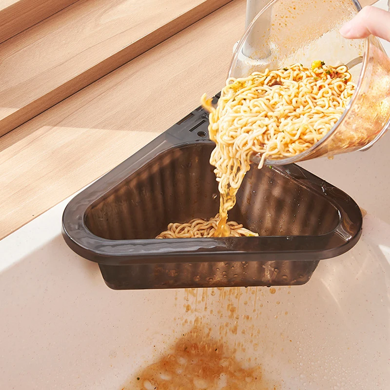 

Kitchen Sink Strainer Leftovers Drain Basket Fruit Vegetable Drain Basket Faucet Triangular Shelf Garbage Water Filter Rack